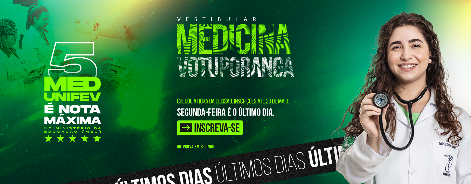 Inscrições medicina Unifev, últimos dias - 2025
