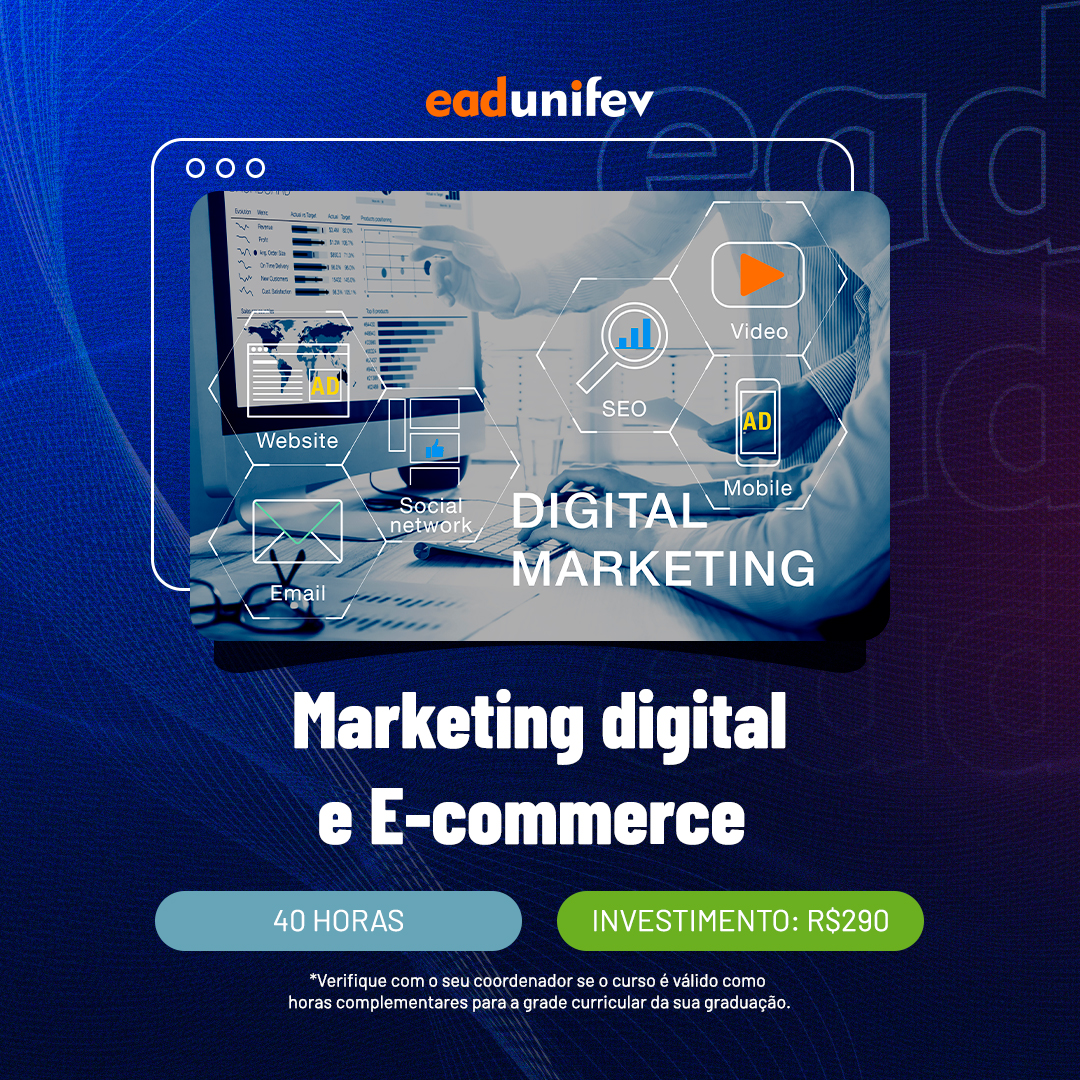 Arte de divulgação do evento EAD - 2024 - Microcertificação - Marketing digital e E-commerce