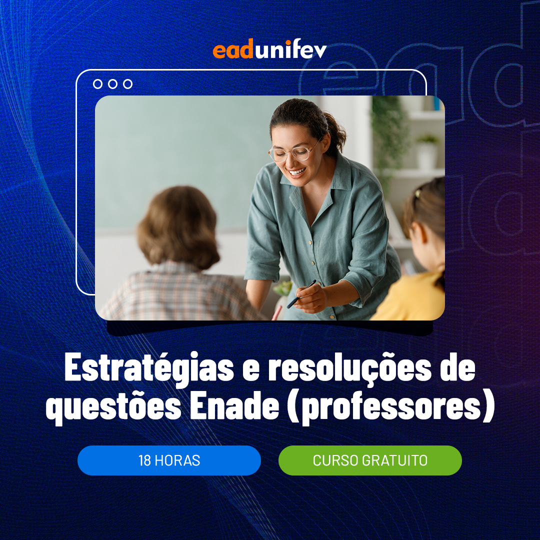 Arte de divulgação do evento 2025 - EAD - ENADE - Estratégias e resoluções de questões Enade (professores).