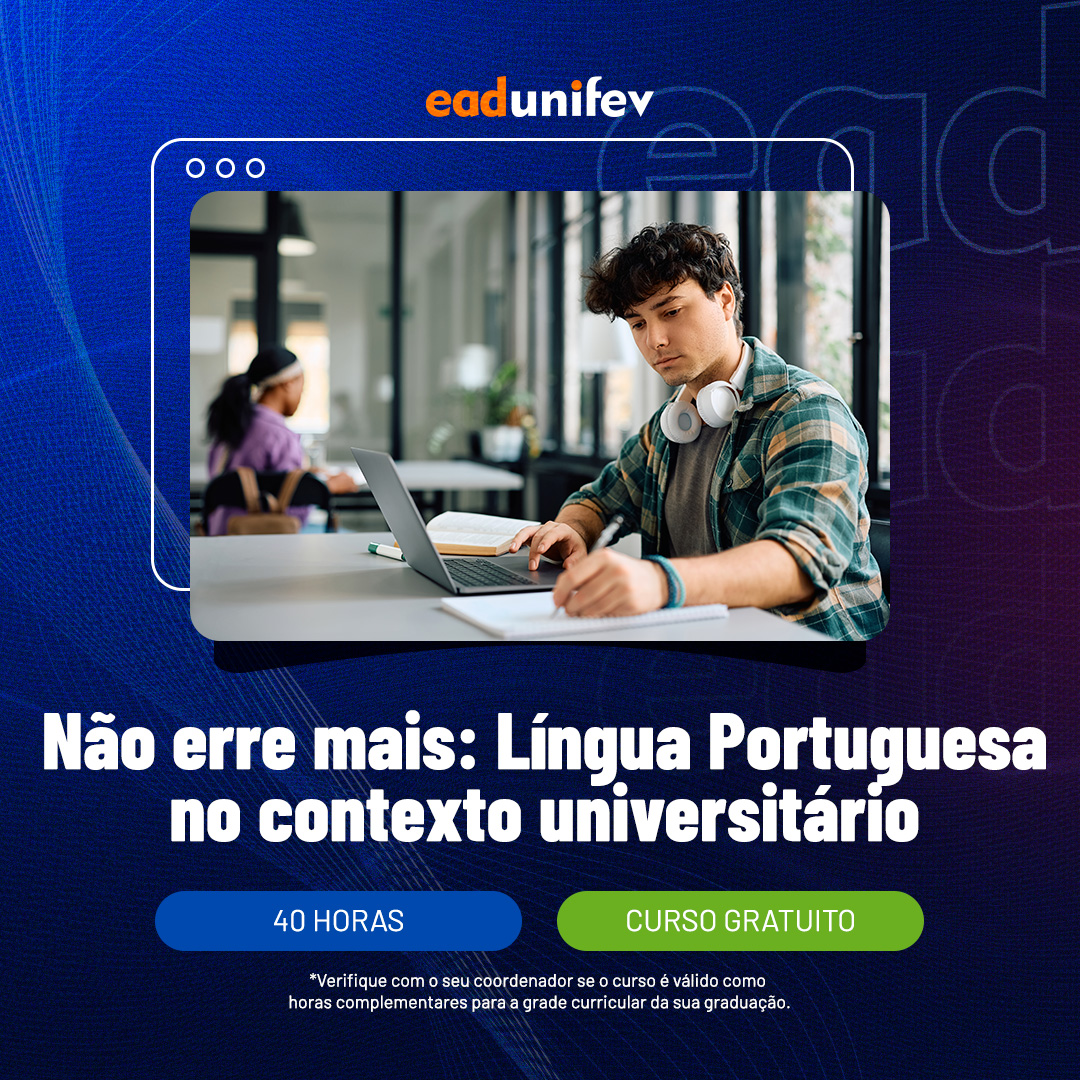 Arte de divulgação do evento 2025 - EAD - E - Não erre mais: língua portuguesa no contexto universitário.