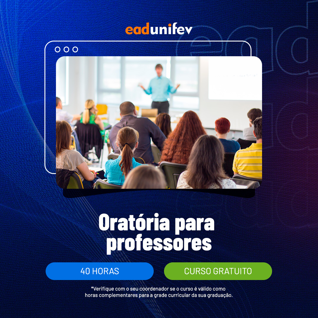 Arte de divulgação do evento 2025 - EAD - Oratória para professores.
