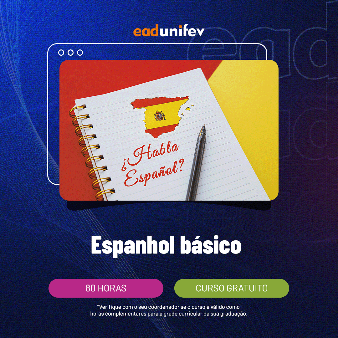 Arte de divulgação do evento 2025 - EAD - Espanhol básico.